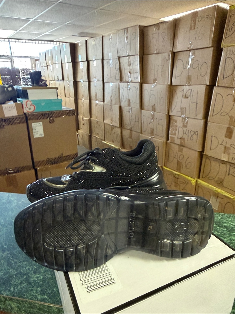 Guess Black Rhinestone Lace-Up Sneakers - Picture 2 of 5